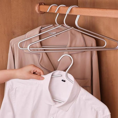 Premium Matte Silvery Aluminum Coat Hangers 10 Piece Set, 16.5” Extra Smooth & - Image 2