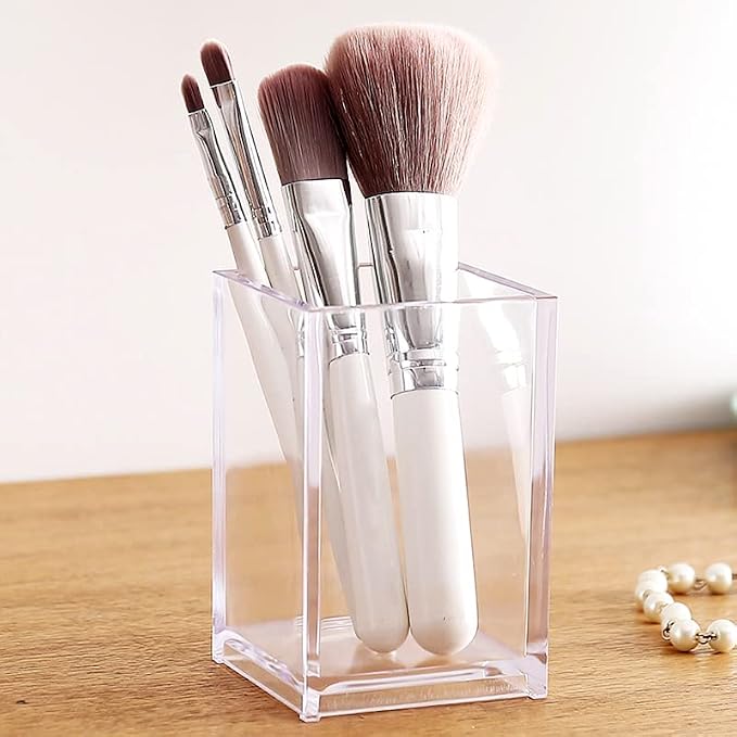 2 Pack Clear Acrylic Pencil Pen Holder Cup, Acrylic Cosmetic Brushes Storage - Image 6