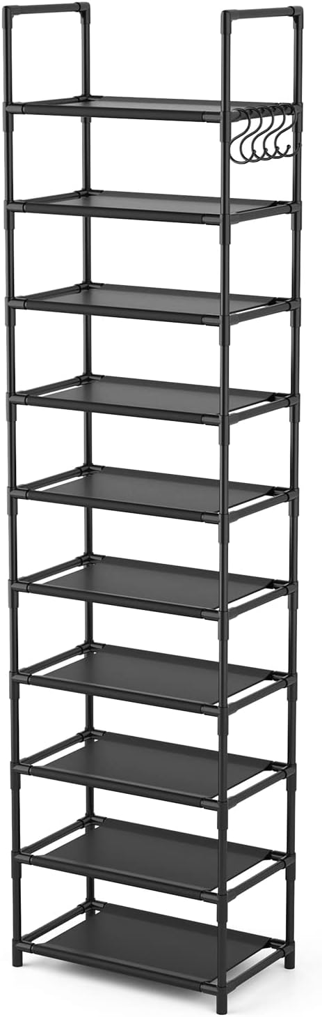 LANTEFUL 10 Tiers Tall Shoe Rack 20-25 Pairs Boots Organizer Storage Sturdy - Image 8