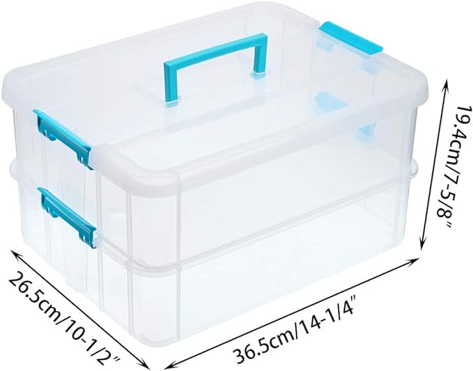 BTSKY 2 Layer Stack & Carry Box, Plastic Multipurpose Portable Storage - Image 3