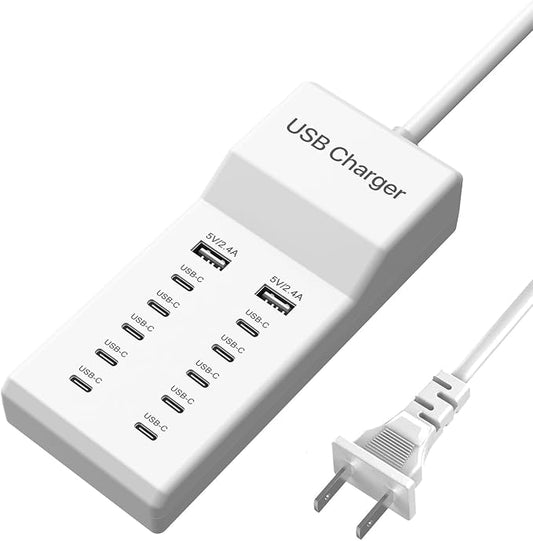 USB C Charger, 12 Ports USB Charging Station, 60W MultiPort Charger, Compatible by DeBangsi