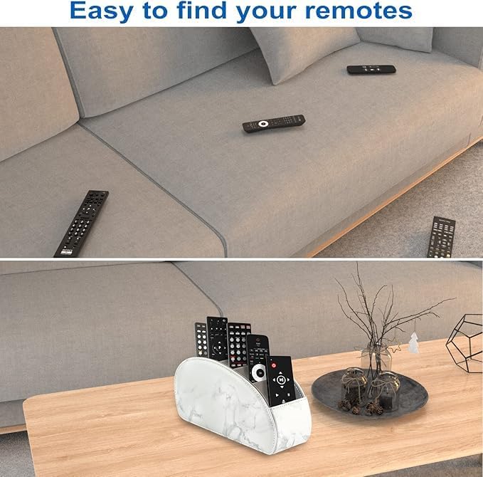 Remote Control Holder with 5 Compartments – PU Leather Remote Caddy Desktop - Image 5