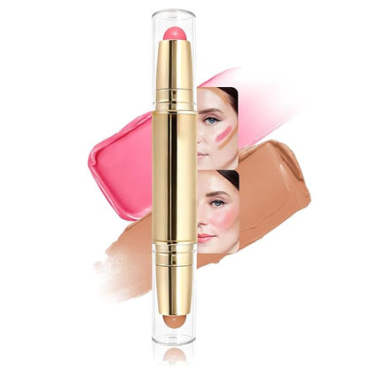 evpct 2In1 Blush Contour Multiuse Makeup Stick, Rose & Warm Nude Brown Creamy by evpct