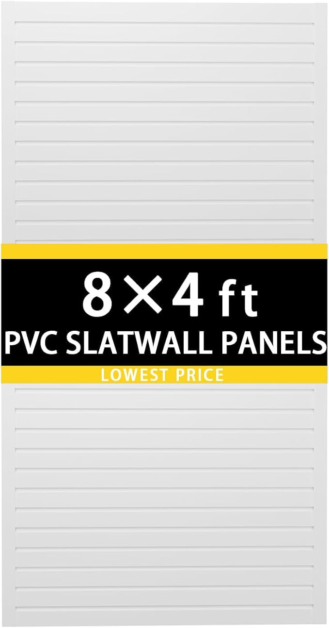 8'H x 4'W PVC Slatwall Panels Garage Wall Storage System by Unknown