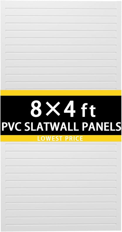 8'H x 4'W PVC Slatwall Panels Garage Wall Storage System by Unknown