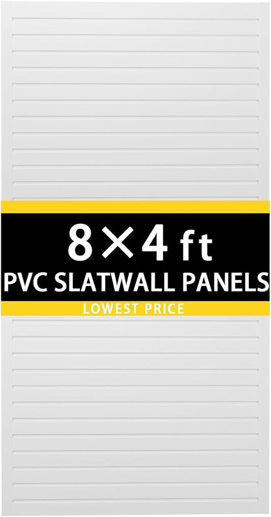 8'H x 4'W PVC Slatwall Panels Garage Wall Storage System by Unknown