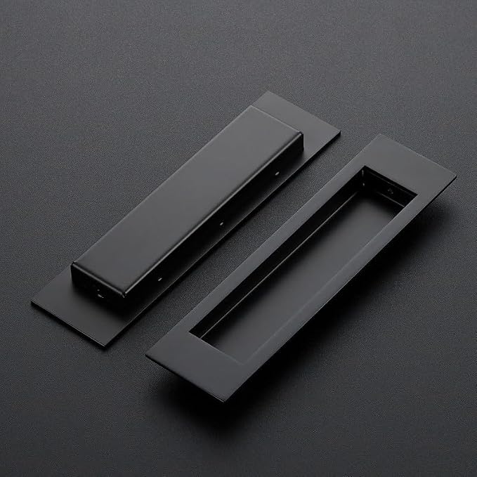 Ravinte 4 Pack Black Sliding Closet Door Handles Black Flush Pulls 8 inch - Image 2
