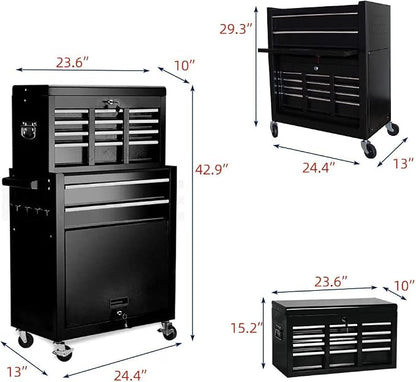 8-Drawer High Capacity Rolling Tool Chest, Removable Cabinet Storage Tool Box - Image 3