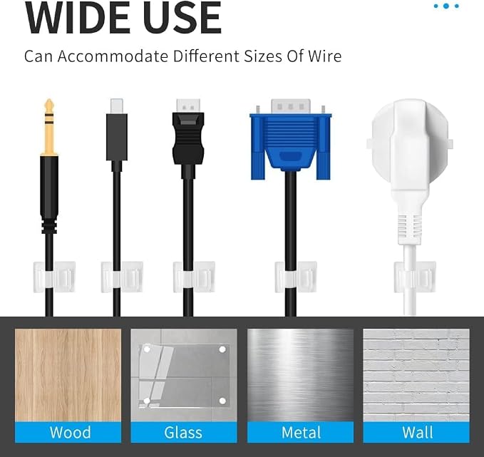 Viaky Self Adhesive Cable Clips, Wire Organize Cables Wire Management Clamps - Image 3