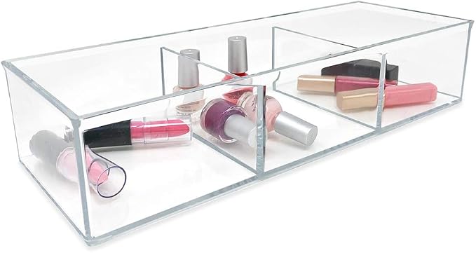Isaac Jacobs Large 3-Compartment Acrylic Stackable Organizer, Craft Supplies - Image 3
