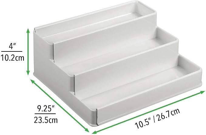 mDesign Plastic Expandable 3-Tier Shelf Rack Organizer - Image 3