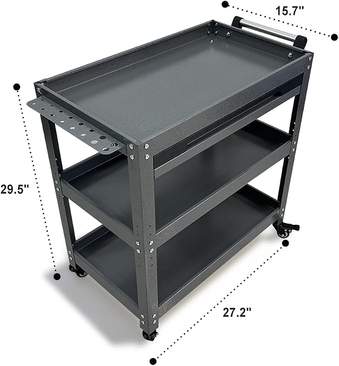 Metal 3 Tier Rolling Tool Cart - Image 2