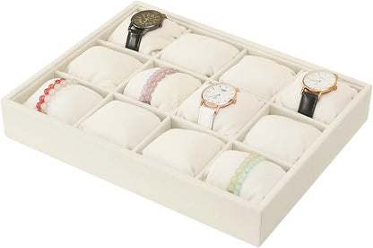 Coward Beige Velvet Watch Bangle Organizer Tray, Velvet 12 Grids Tray by FocusOnJewelryDisplay15yrs