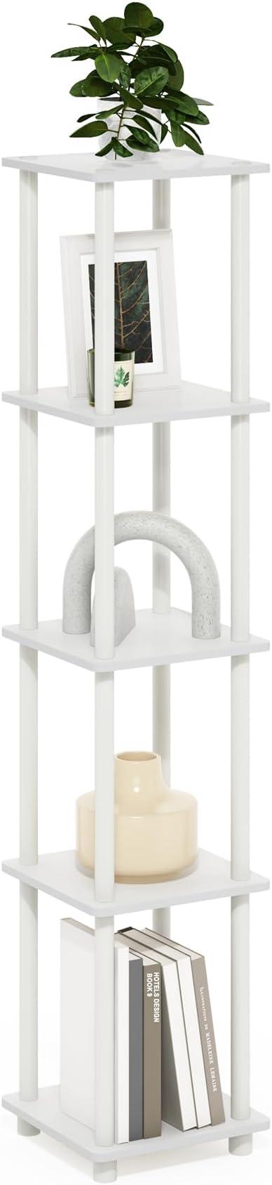 Furinno Turn-N-Tube Storage Shelves, 5-Tier Square Book Shelf, Corner Shelf by Furinno-FitsYourSpaceFitsYourBudget