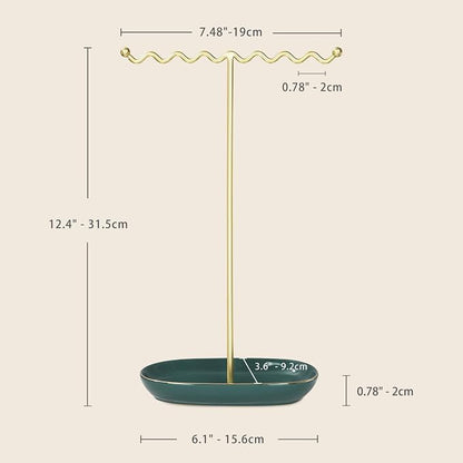 Elegant Jewelry Holder Stand: Metal Tree & Ceramic Tray Organizer - Image 6