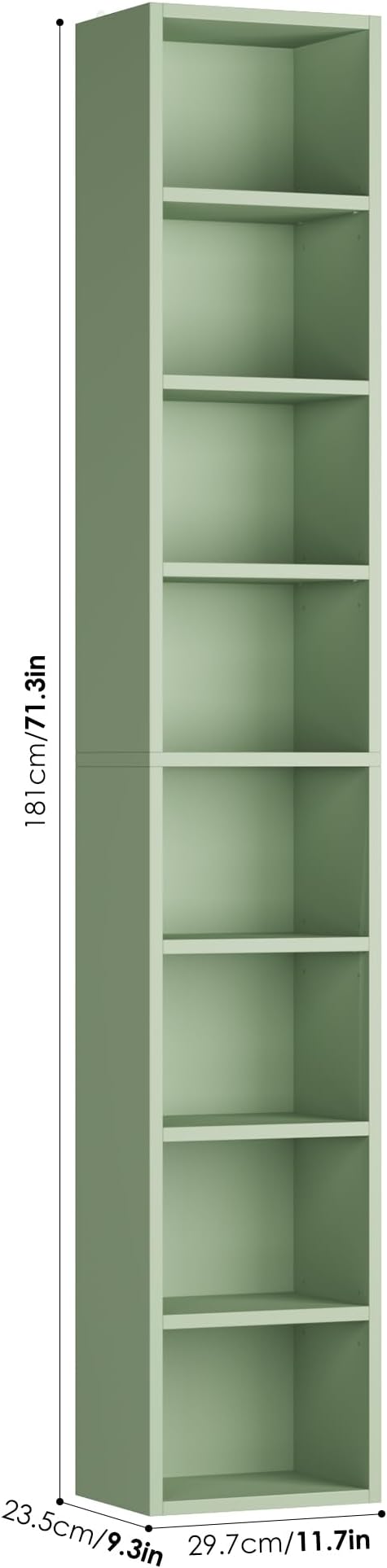 FOTOSOK Bookshelf Bookcase 8-Tier Narrow Bookshelf Tall CD Media Tower Rack | - Image 3