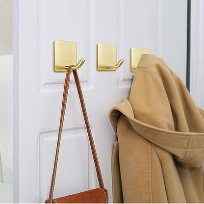 FOTYRIG Golden Stainless Steel Square Self Adhesive Hooks - Image 7