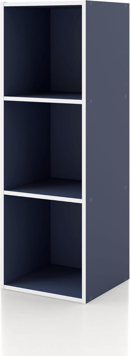 Homes: Inside + Out Apexa 3-Cube Storage Organizer Shelves, Stackable Wood by HOMESInsideOut
