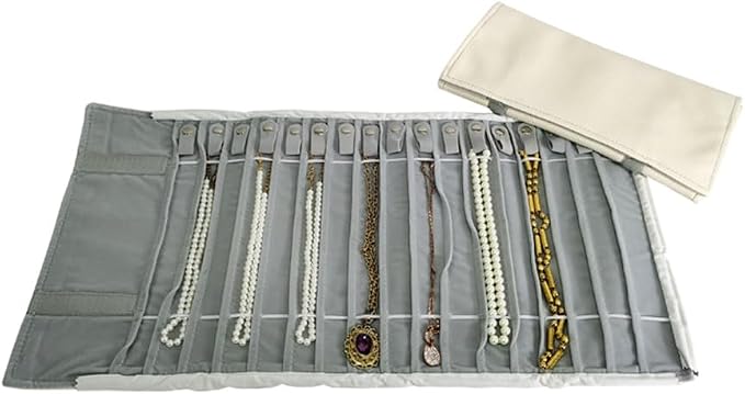 Portable Jewelry Roll Untangled Secure Necklace Travel Storage Bag Displays - Image 4