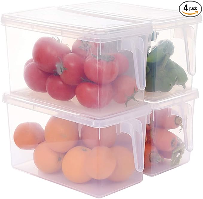 Sooyee Fridge Storage Containers Produce Saver, 4 Pack x 4L Stackable by Sooyee