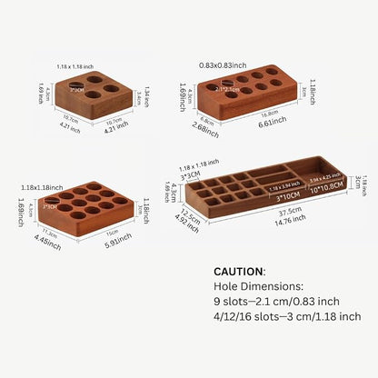 Dark Wood Essential Oil Organizer, Tiered Display Stand - Image 3