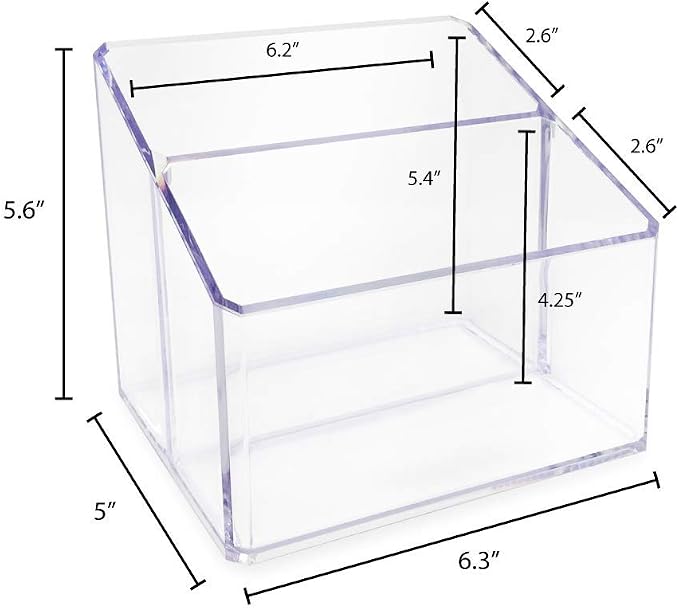 Isaac Jacobs Clear Acrylic 2-Section Organizer, Remote Holder & - Image 4