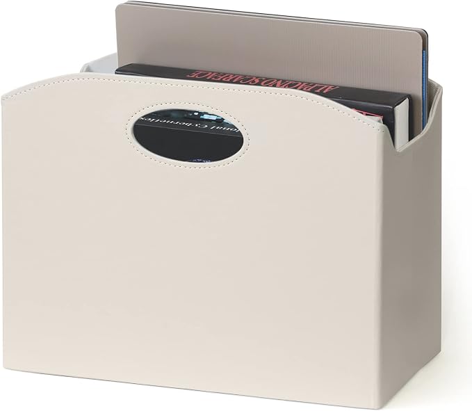 EZDeco Magazine Holder Foldable Magazine Rack Floor PU Leather File Holder by EZDeco