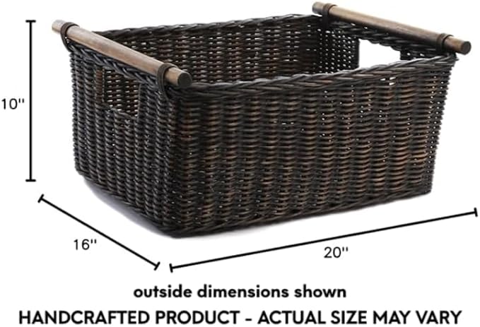 The Basket Lady Pole Handle Wicker Storage Basket, Extra Large, 20 in L x 16 in - Image 6