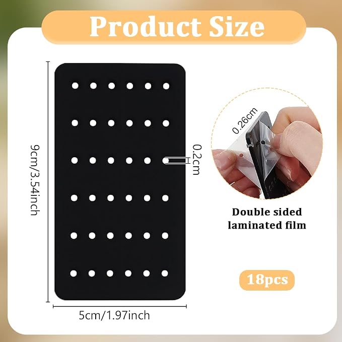 OLYCRAFT 18Pcs Acrylic Earring Display Cards 24 Holes Black Earring Organizer - Image 2
