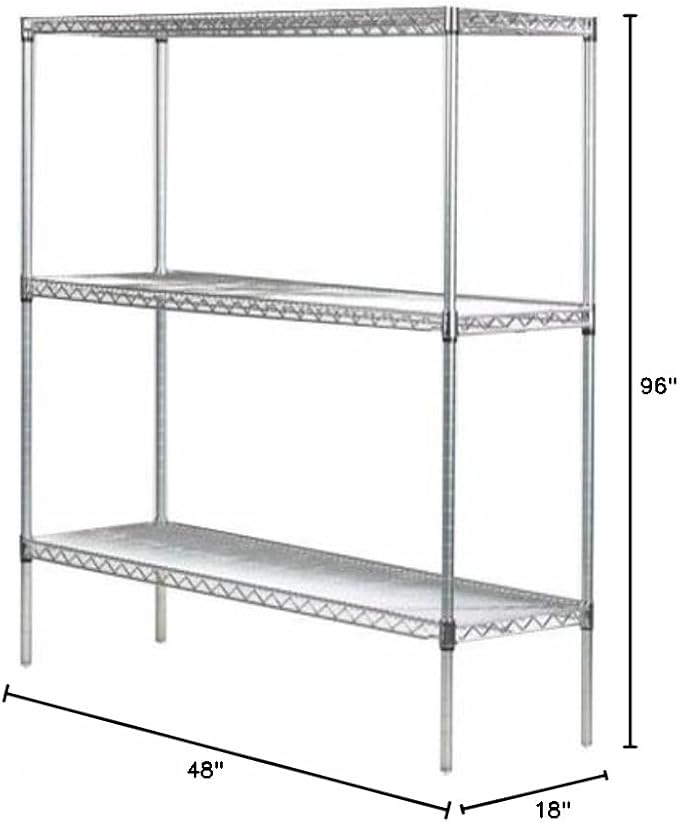 Omega 18" Deep x 48" Wide x 96" High 3 Tier Chrome Starter Shelving Unit - Image 2