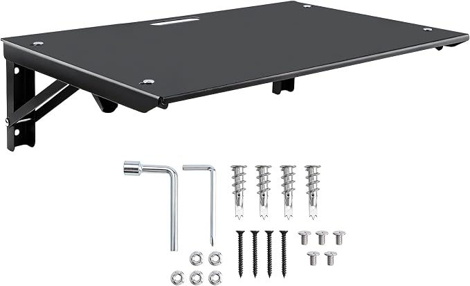 Folding Metal Floating Shelf, 16.9" x 11" Wall Mount Storage Rack by Patioer