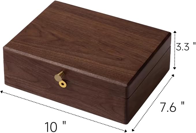 Bescott 2 Layer Solid Black Walnut Wooden Jewelry Box - Image 6