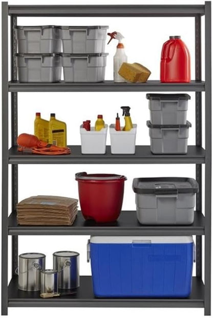Pemberly Row Metal Shelving 5-Shelf Unit, Gunmetal Gray Finish, Heavy-Duty - Image 4