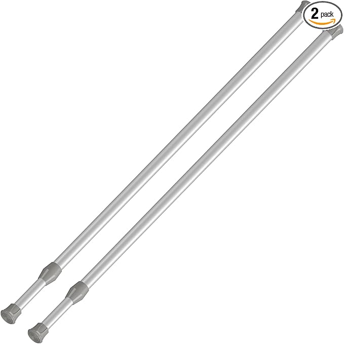 2 Pack Small Tension Curtain Rod, Short Adjustable Extendable | Spring Loaded by GinbelDirect