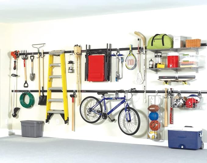 Rubbermaid 20-Piece FastTrack Garage Wall-Mounted Storage Kit 5 Rails and 15 - Image 13