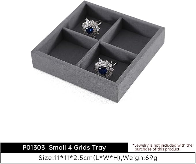 Dark Blue Jewelry Display Tray Ring Necklace Earring Bangle Organizer - Image 6