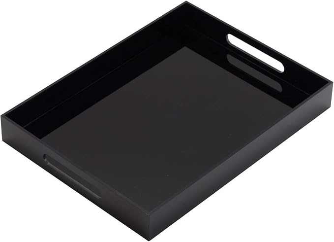 Glossy Black Sturdy Acrylic Serving Tray by KEVLANG