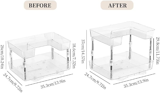 Acrylic Makeup Organizer, 2-Tier Large Capacity Cosmetic Storage Rack - Image 2