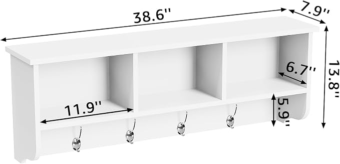 38.6inch Wall Mounted Entryway wooden Coat Rack - Image 2