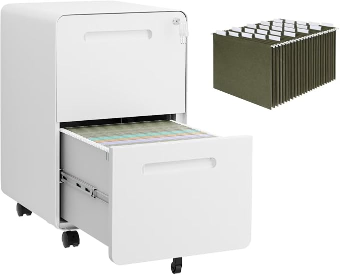 2 Drawer File Cabinet with Lock and 4 Keys, Mobile Metal Filing Cabinet by LVSTEEL