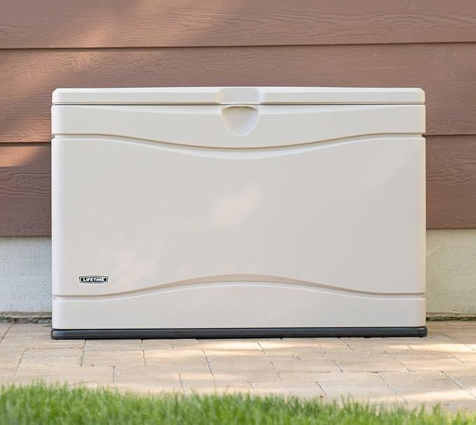 LIFETIME 60059 Black Bottom & Desert Sides and Lid Outdoor Storage Box-80 Gal - Image 7