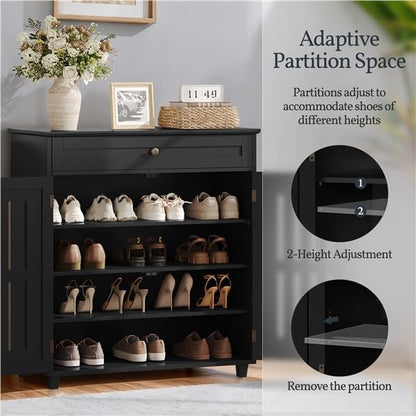 Yaheetech Shoe Cabinet, 4-Tier Shoe Storage Cabinet - Image 7