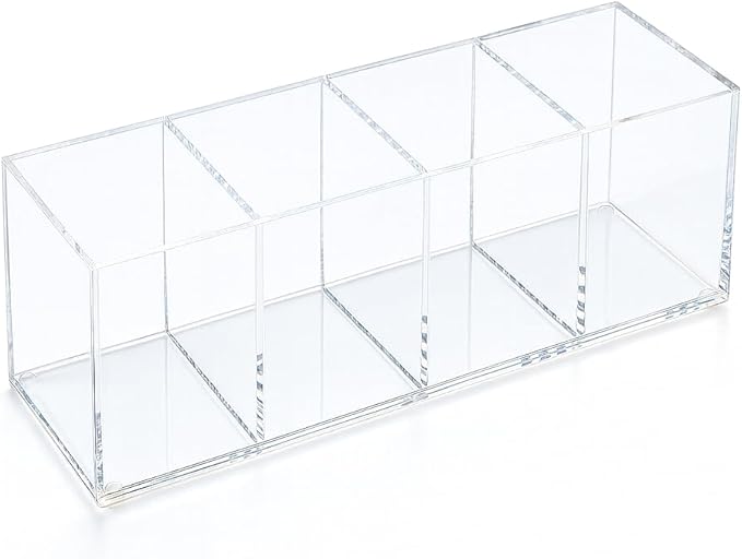 Clear Acrylic 4-Compartment Organizer Box, Small – Handcrafted, Eco-Friendly by elysolpluv