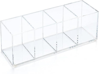 Clear Acrylic 4-Compartment Organizer Box, Small – Handcrafted, Eco-Friendly by elysolpluv