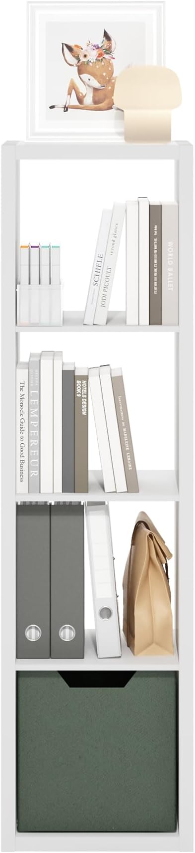 Furinno Cubicle Book Shelf, Vertical 4-Cube Bookshelf, Extra Thick Frame - Image 8