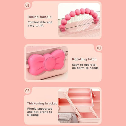Cute Girls Hair Accessories Storage Box Bow Switch Organizer Box Jewelry Box - Image 5