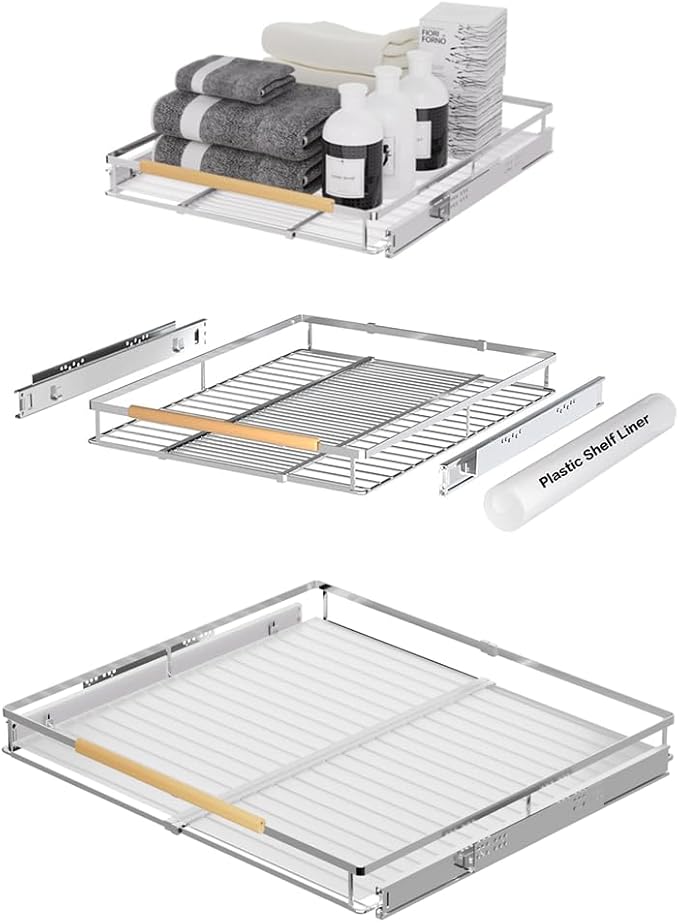 Large Expandable Pull Out Cabinet Drawer, Heavy Duty Slide Out Basket Cabinet by PerfectdesignforyourHOME