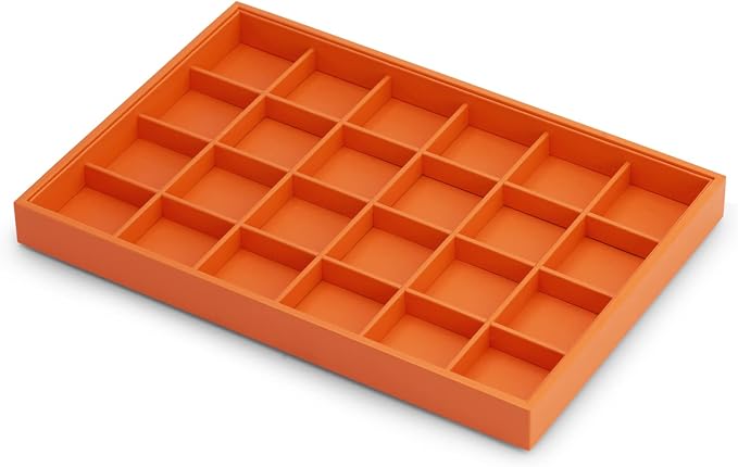 Oirlv Luxury Leather Ring Tray 24 Grid Jewelry Drawer Organizer Stackable - Image 5