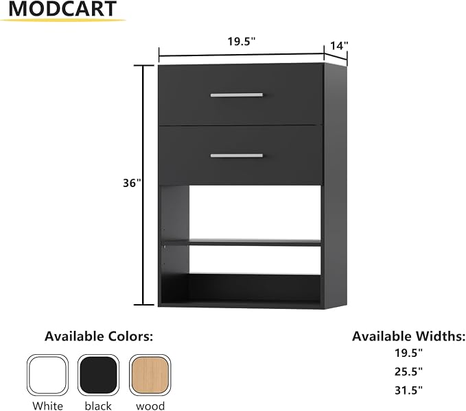 2 Drawer Short Tower Closet Unit, Modular Closet System, Wood Closet System - Image 3