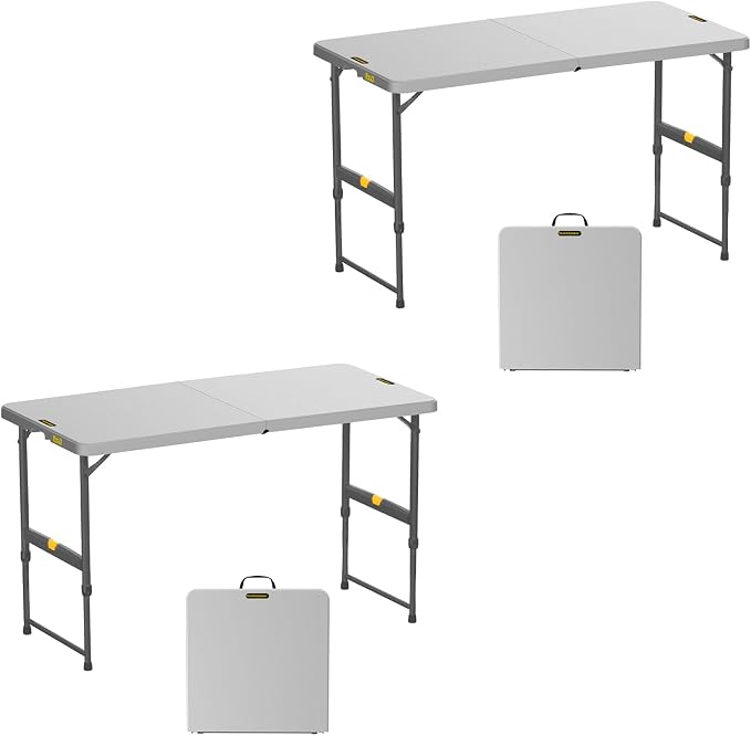 FanttikOutdoor 4ft Portable Folding Table, One-Handed Height Adjustment by FanttikOutdoor%C2%AE